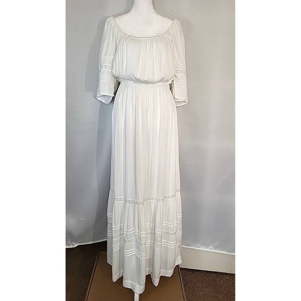 Z‎ Supply White Poppy Peasant Lace Midi Dress Women's SM Summer Beach Wedding - Picture 3 of 13